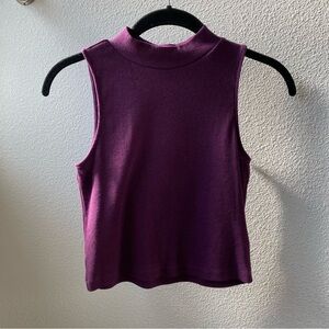 Purple Mock Neck Crop Tank